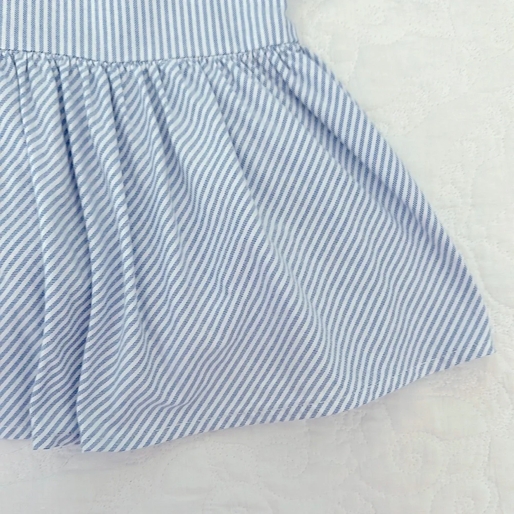 Ralph Lauren Girls Blue White Striped Cotton Oxford Shirtdress Size 8 Dress - Picture 4 of 5